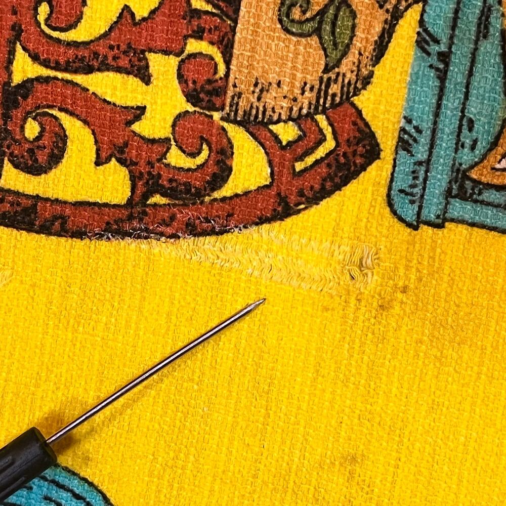 Vintage Parisian Prints Kitchen Tea Towel 1960s-70s Yellow Cotton Nylon Retro - Picture 9 of 12